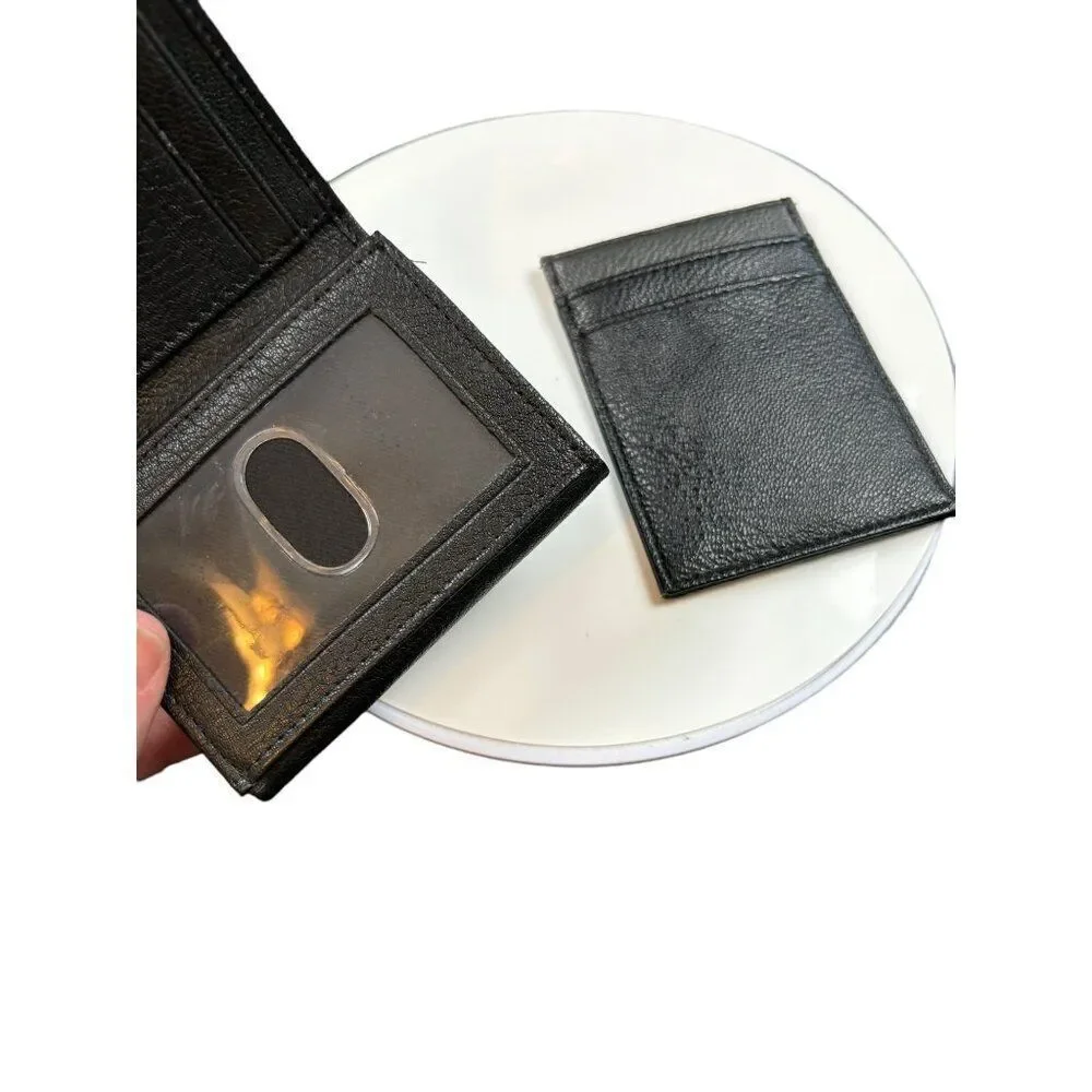 Men's Black Leather Wallet With Card Holder & ID Window